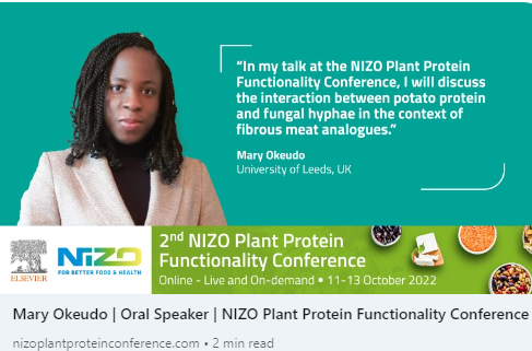Mary and Ben presented work on sustainability at the 2nd NIZO Plant Protein Functionality Conference