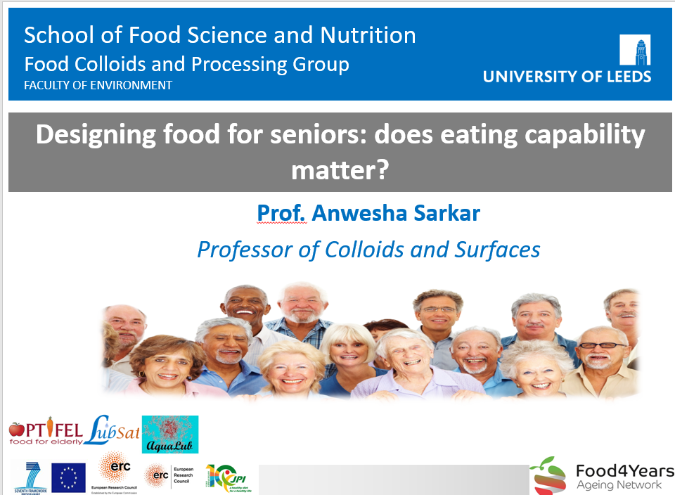 Prof. Sarkar gave an invited talk on eating capability Food4Years Ageing Network